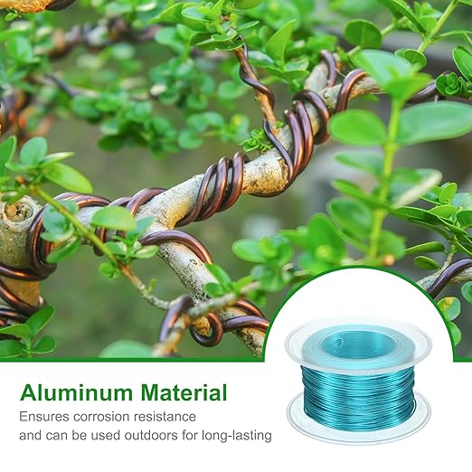 HARFINGTON Bonsai Wire Anodized Aluminum Training Wire Roll 0.8mm Gauge 98ft Length Bendable Bonsai Tree Wire for Garden, Horticulture, Landscape, Planting, Lake Blue