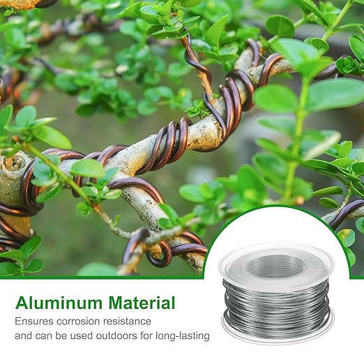 HARFINGTON Bonsai Wire Anodized Aluminum Training Wire Roll 1mm/18 Gauge 98ft Length Bendable Bonsai Tree Wire for Garden, Horticulture, Landscape, Planting, Dark Silver