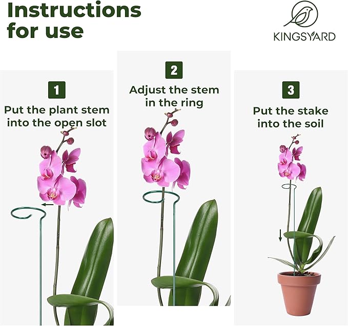 Kingsyard 24 Inch Plant Support Stake - 10 Pack, 4.5mm Thick All Metal Garden Plant Stakes Plant Prop for Single Stem Flowers Dahlia Amaryllis Orchid Lily Rose Peony Tomatoes Gladiolus