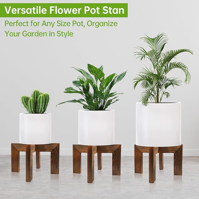 hismocal Wood Plant Stand Indoor/Outdoor for Plants, Large Size Planter Stand Holder,Sturdy and Stable Flower Pot Stand,Fits Most Size Flower Pots In Room(1 Pack)