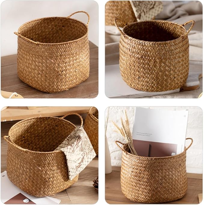 OSALADI Box Rustic Touch Basket for Storage Desktop Flower Arrangement Basket Storage Grocery Woven Seagrass Organizer s for Shelves Woven s for Storage