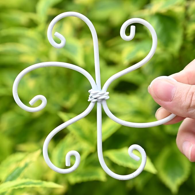 YOHSNOR 5PCS Monstera Plant Support Hook White 4.1 * 4.1 Inch – Set of 5 Durable Metal Stem Stabilizer Clips & Soft Grip Leaf Holders for Healthy Growth of Monstera & Fishbone Cactus