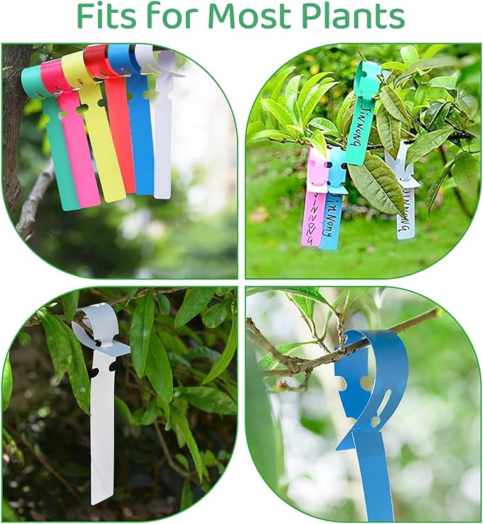 DAJAVE 1200 PCS 6 Color Plastic Plant Tags Wrap Around Hanging Tree Tags, Adjustable Plant Labels Waterproof Nursery Garden Labels Markers