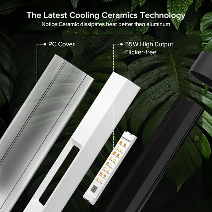 SANSI T10 Standing Grow Lights for Indoor Plants, 55W 144 LEDs Full Spectrum Plant Light Vertical Grow Light, 4.34FT Adjustable Three-Stage, 5 Dimming, Timer 3/6/12h, 4000K, for Wide Coverage Growth