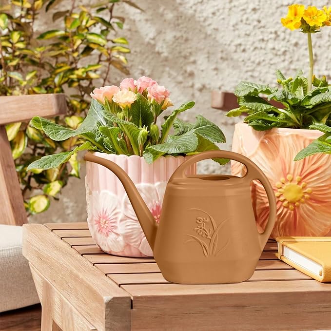 Hand Plastic Watering Can - for Indoor and Outdoor Home Garden Plants - with Long Spout - Copper Color - 1/2 Gallon