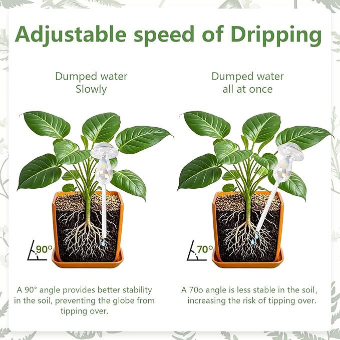 Plant Watering Globes, Iridescent Rainbow Glass Water Bulbs Self Watering Spikes Planter Insert Automatic Plant Watering Device for Indoor and Outdoor Plants (4Pcs, Mushroom Shaped)