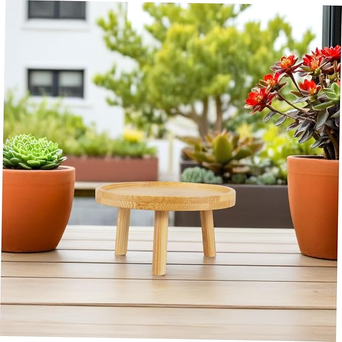 DOITOOL Indoor Wooden Plant Stand 4.33 Inch Flowerpot Tray Holder for Succulents Vase Display Stool Lightweight Decorative Shelf for Home and Tabletop