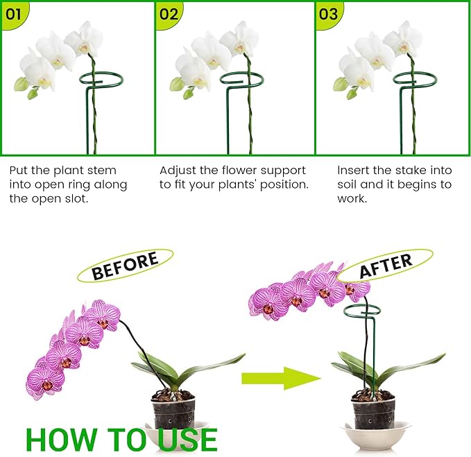 10PCS Plant Support Stakes for Flowers, Garden Metal Single Stem Plant Support, Garden Flower Support for Indoor Plants Tomatoes, Amaryllis, Orchid, Peony, Lily, Rose -15.9Inch