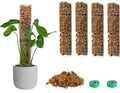 EOX 4 Pcs 15 Inch Plastic Moss Pole for Plants Monstera Set with 5.3oz/150g Sphagnum Moss, Plant Poles for Climbing Plants, Plant Support for Indoor Plants, Garden Ties