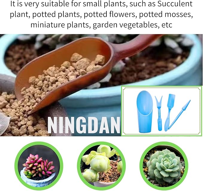 Garden Shovel Hand Tools Transplanting Potting Bonsai Soil Scoop Plastic Succulent Kits,Mini Garden Plant Care Shovel Soil (Blue)