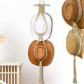 Yulejo Macrame Hat Hangers Boho Hat Rack Cowboy Hat Hanger Back of Door Hat Organizer (Beige,Two Hats Style)