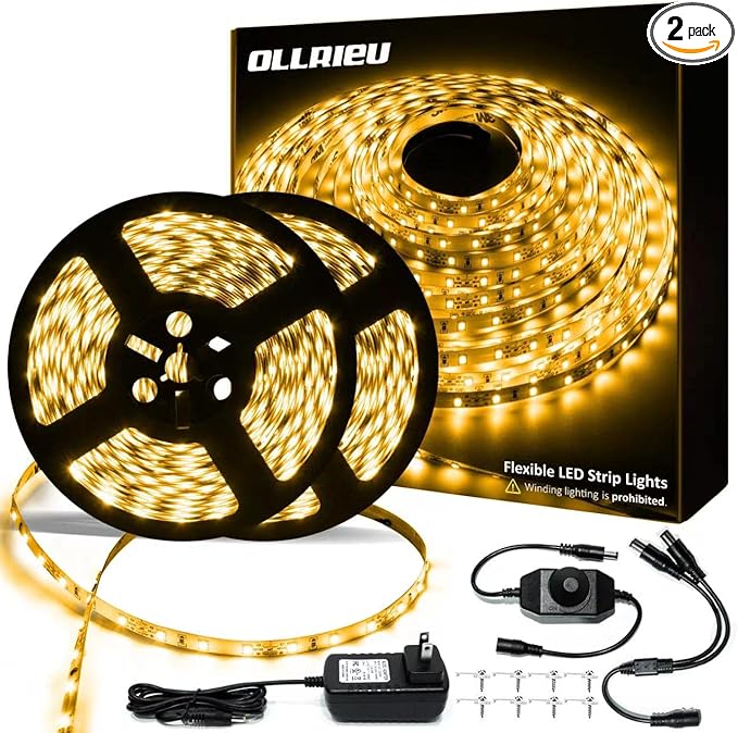 LED Strip Lights 65.6ft Dimmable 3000K Warm White Strip Lighting, 12V 20M 1200 LEDs 2835 Flexible Ribbon led Light for Bedroom, Kitchen, Home Decoration.