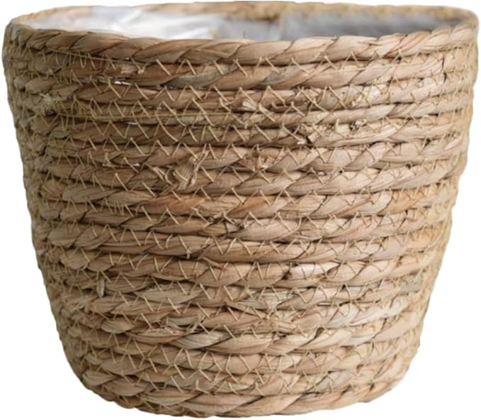 Seagrass Planter Basket Rattan Flower Basket Indoor Outdoor Flower Pots Cover Plant Pots Containers Straw Basket Rattan Vases Pots Home Decoration Flower Handmade Basket (#3)