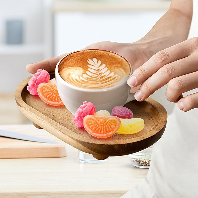 Vaveren Small Wooden Riser Wooden Pedestal for Display Tray Display Riser for Entry Table Farmhouse Kitchen Tabletop Centerpieces , Oval 11.8x19.8x4.3cm