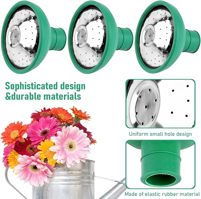 WXJ13 3PCS Universal Watering Can Head, Watering Can Rose Head Kettle Replacement Nozzles Garden Shower Heads for Most Garden Watering Cans (Green)
