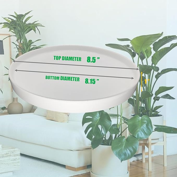 Yukfona Ceramic Plant Saucer 8 inch White, Planter Water Drip Trays for Indoor Plants, Thick Durable Sturdy Flower Pot Saucers for Glazing Pots Base, Sizes 4-12 inch