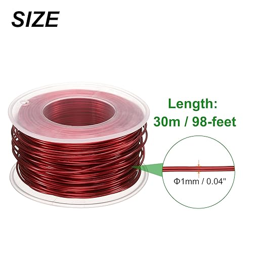 HARFINGTON Bonsai Wire Anodized Aluminum Training Wire Roll 1mm/18 Gauge 98ft Length Bendable Bonsai Tree Wire for Garden, Horticulture, Landscape, Planting, Red