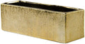 WGVI Long Rectangle Ceramic Planter Vase in Gold Etched 12" x 4" x 4"H, Block Rectangular Terrarium Box Pot, Flower Arrangement, Table top Centerpiece, Home Decor Storage Container, 1 Pc.