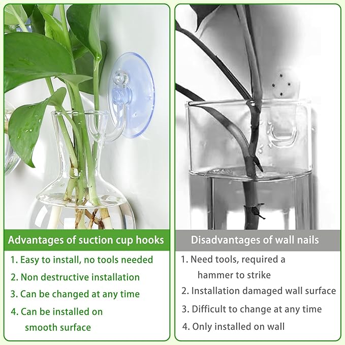 Bunmery 4 pcs Window Propagation Stations, Easy to Install Plant Propagation Bulbs with Suckion Cups, No Nails Wall Hanging Planter Propagation Station, Glass Plant Terrarium Vase