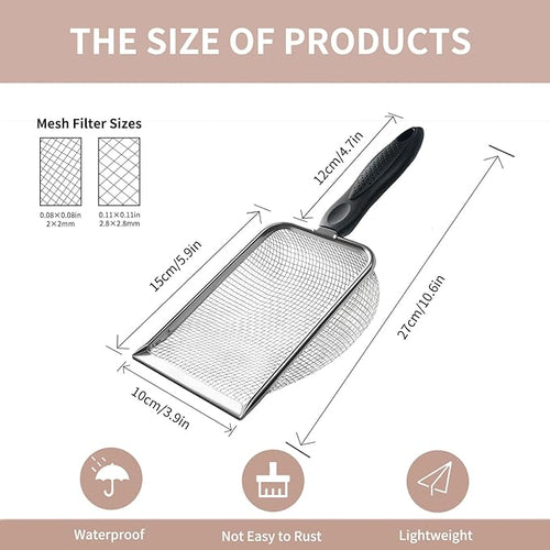 2 PCS 2-in-1 Gardening Soil Sifter Set with 2/2.8mm Mesh, Garden Sieve & Shovel Sifter Screen Potting Scoop for Sand, Dirt, Rock Compost, Stainless Steel & Ergonomic Handle