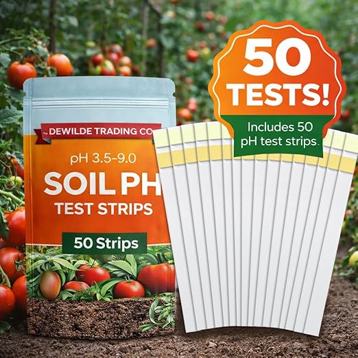 Soil pH Paper Test Kit – 50 Tester Strips (3.5-9 Range) – Use for Testing Garden Home Lawn Grass Vegetable Gardening Dirt Yard Compost Outdoor and Indoor Plants, Green