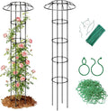 Garden Trellis for Climbing Plants Outdoor - Unique Mushroom Top Round Trellis for Indoor Potted Plant - 64" Tall Rustproof PE Coated Metal Pipe Obelisk Support Ivy Vine Rose Grape Vegetable