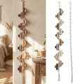 Thenshop 2 Pcs Macrame Hair Claw Clip Organizer with Rotating Wood Hook 20 Metal Rings Hanging Hair Clip Holder for Women Girl Boho Claw Clips Storage Decor for Home Wall Door Closet
