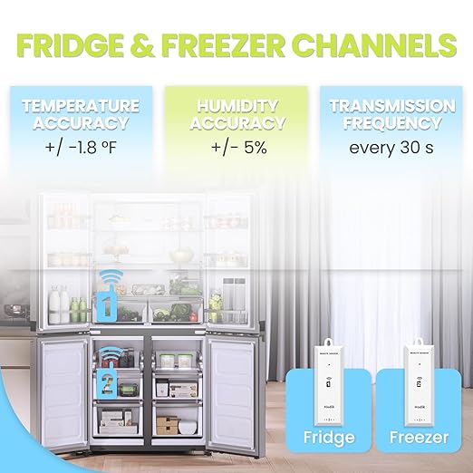 Hodik Digital wireless Thermometer, Fridge Freezer Alarm Thermometer Digital with 3 Adjustable Backlight and 330FT Remote Range for Kitchen Home Restaurant