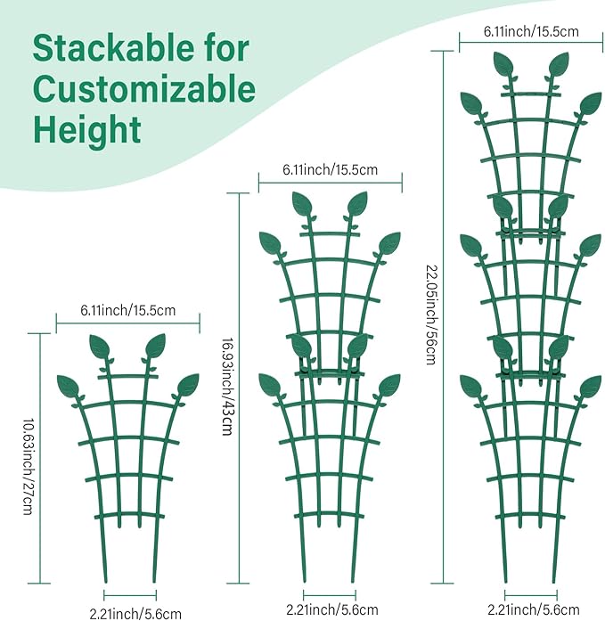 4 Pack Trellis for Potted Plants, Simple to Install Stackable Small Plant Trellis for Indoor & Outdoor, Climbing Plant Support for Pothos, Houseplants Flower, Hoya, Vine, Ivy