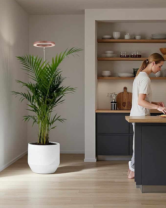 yadoker Plant Grow Light, LED Growing Light Full Spectrum for Indoor Plants,Aluminum Walnut Wood Grain Plant Lights,Height Adjustable, Automatic Timer, 5V Low Safe Voltage,Idea for Large