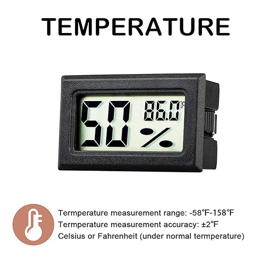 Mini Thermometer Hygrometer, Small Digital Electronic Temperature Humidity Meters Gauge Indoor LCD Display Fahrenheit for Humidors, Greenhouse, Garden, Cellar, Fridge, Mason Jar (5)