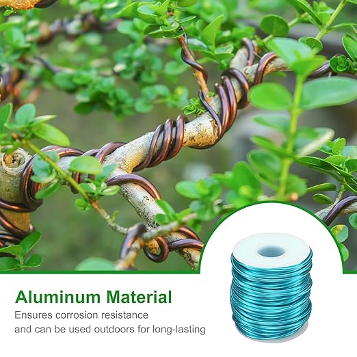 HARFINGTON Bonsai Wire Anodized Aluminum Training Wire Roll 2.5mm/10 Gauge 66ft Length Bendable Bonsai Tree Wire for Garden, Horticulture, Landscape, Planting, Lake Blue