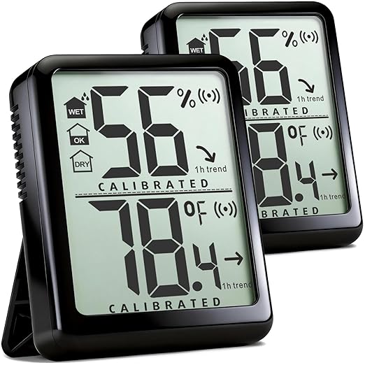 Antonki 2 Pack Room Thermometer Small Hygrometer Indoor Humidity Monitor Sensor, Digital Temperature and Humidity Meter Gauge for Home, Baby Nursery, Reptile, Greenhouse - Battery Included