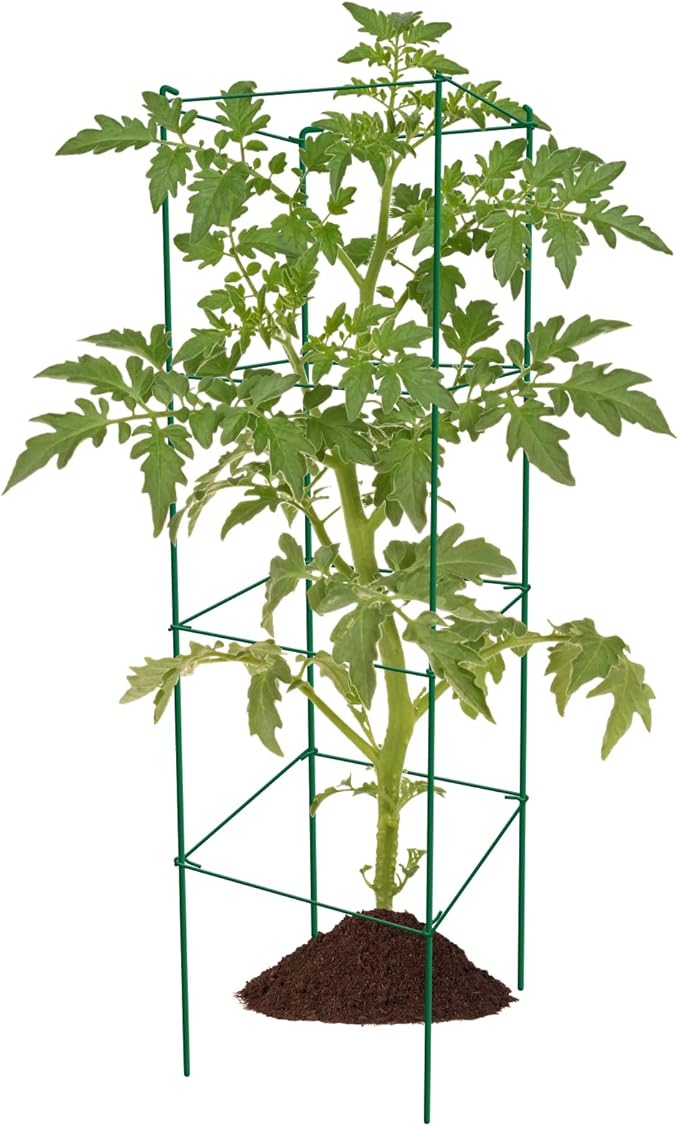 Thealyn Tomato Cages 6 Packs 46 Inches (H) Plant Stand with 164 Feet Twist Ties, Heavy Duty Garden Plants Support for Tomatoes, Cucumber, and Other Climbing Plants (Green)
