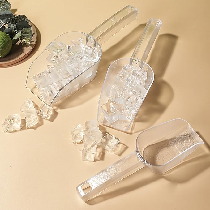 12 oz Clear Hand Scoop, Food-grade Acrylic Multi-Purpose Kitchen ice scoop, Flat-bottomed Scoop for Ice, Popcorn, Cookies, Candy Buckets(1PCS) (1)