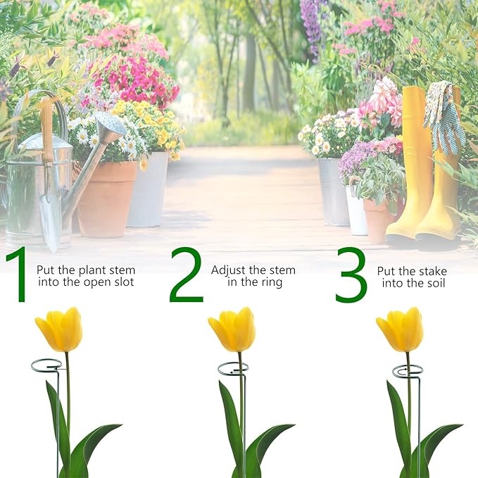 Thealyn 18 Inch 20 Packs Plant Support Stake Garden Single stemmed Plant Support Hoops Plant Prop for Flowers Orchid Tomatoes Peony Lily Rose Gladiolus (18 inch)