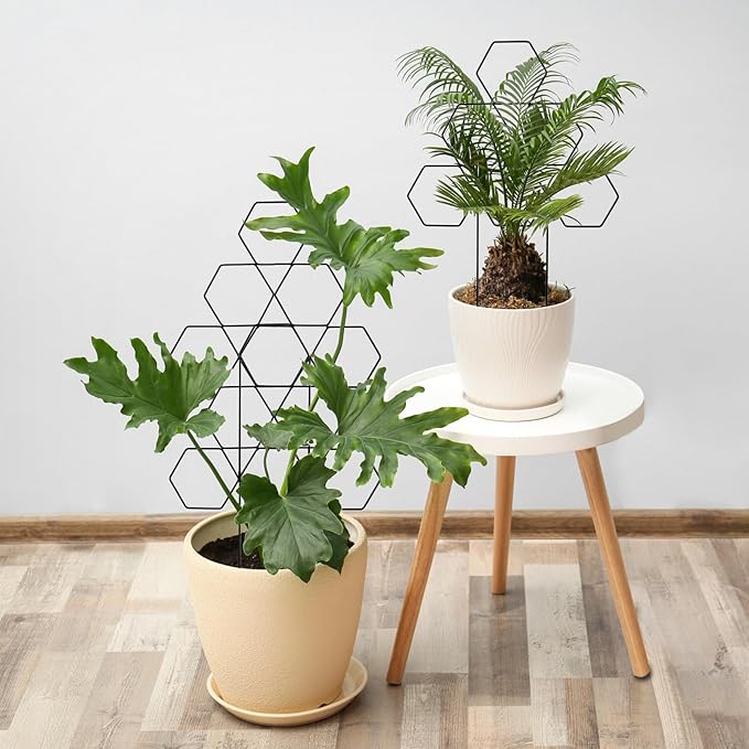 Blulu Plant Trellis for Climbing Plants Indoor 3 Pack Stackable Outdoor DIY Metal Trellis for Potted Plants 15.7 Inch Small Honeycomb Garden Trellis for Vines Clematis Wisteria Houseplant(Black)