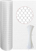 TOYPOPOR Plastic Chicken Wire Fencing, 16in x 15ft, 500GSM Durable Heavy Duty Hexagonal White Chicken Wire, Rustproof Garden Fence for Pets, Plants, Includes 30 Pcs Cable Zip Ties
