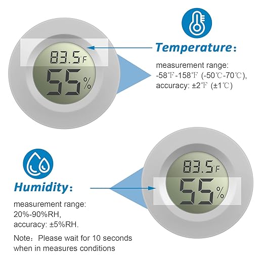 Weewooday Mini Hygrometer Thermometer Digital LCD Monitor Indoor/Outdoor Room Humidity Meter Temperature Gauge for Greenhouse Garden Reptile Incubator Cellar ℉/℃(White,4 Pcs)
