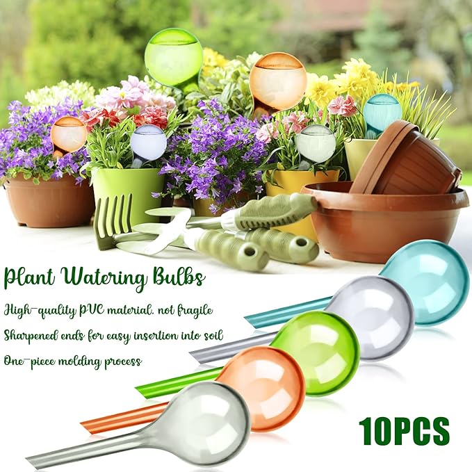 10 Pcs Plant Watering Globes Colored 2 Size Self Watering Globes Automatic Watering Bulbs Plastic Plant Water Globes Drip Irrigation Device for Indoor Outdoor Plants