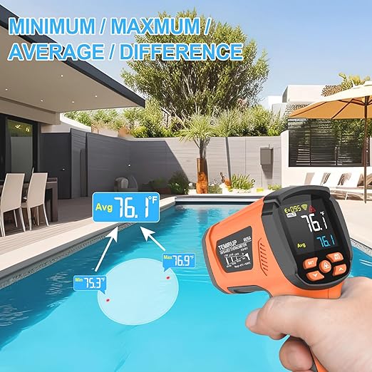 Infrared Thermometer Temperature Gun,-40℉~2912℉ Pyrometer, 50:1 High Temp Thermometer with Thermocouple Probe, Non-Contact Digital IR Laser Thermometer for Industrial HVAC Forge Metal