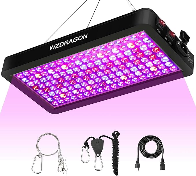 Upgraded BW2000 LED Grow Lights Double Chips Full Spectrum with 10ft Cable for Greenhouse and Indoor Plant Veg and Flower Growing [Black]