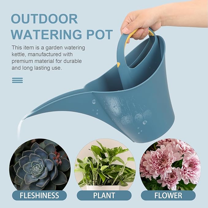 INOOMP Long Spout Watering Can with Handle 2l Plastic Watering Pot for Indoor and Outdoor Plants Gardening Tool Navy Blue