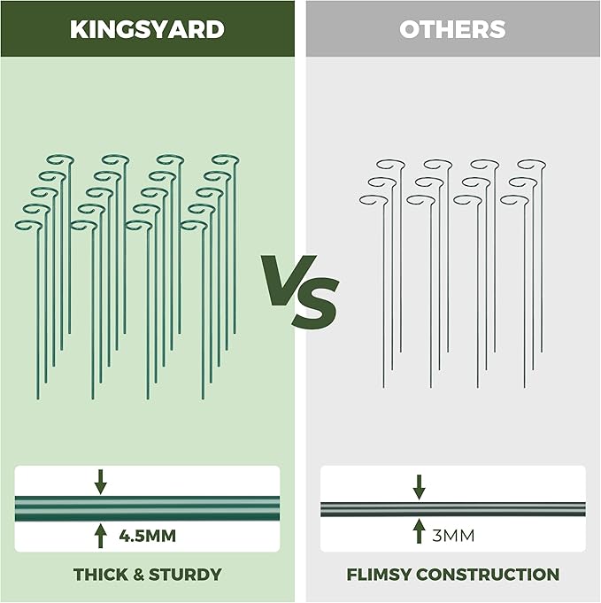 Kingsyard 24 Inch Plant Support Stake - 10 Pack, 4.5mm Thick All Metal Garden Plant Stakes Plant Prop for Single Stem Flowers Dahlia Amaryllis Orchid Lily Rose Peony Tomatoes Gladiolus