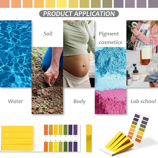 pH Test Strips - Universal Indicator Litmus Paper, pH 1-14, Acid-Alkali Test for Water, Soil, Cosmetics (10)