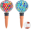 Plant Watering Globes Mosaic Self Watering Planter Insert 2 Pack Large Terracotta Watering Spikes Automatic Waterer Device Outdoor Indoor Flower Pots Decorations