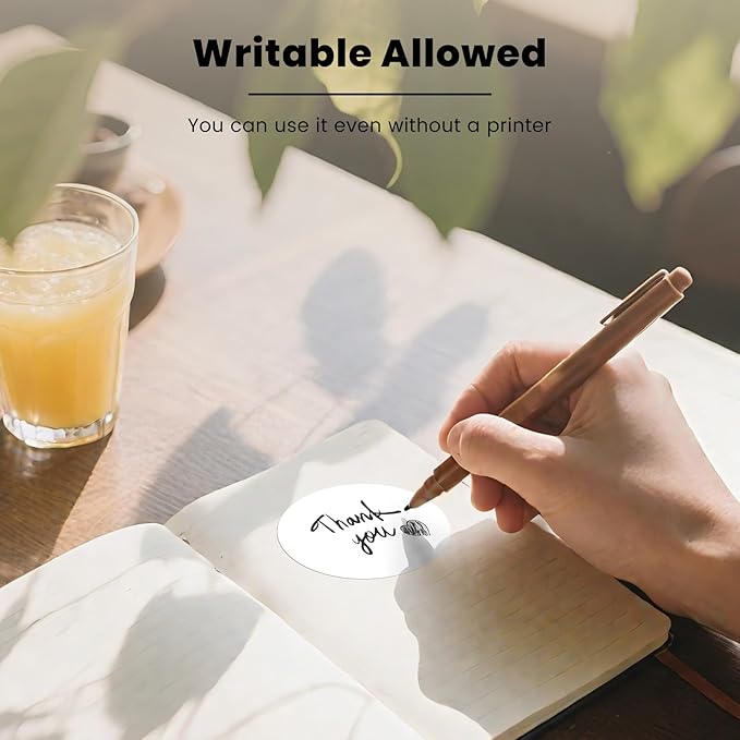 White Round Thermal Labels 3 Inch Vinyl Circle Waterproof Direct Printer Sticker Self-Adhesive Perforated Name Tag for Logo DIY QR Design Office Address 500 PCS