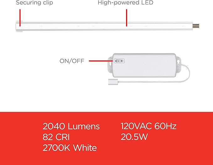 UltraPro 10in. Linkable LED Bright Strips, 3 Pack, 825 Lumens, 2700K Warm White Light, Low Voltage, Under Cabinet Lighting, Strip Light, Flat Plug, Grow Lights for Indoor Plants, 44418