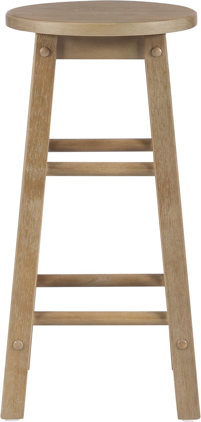 Linon Zeke Grey Wash 24" Counter Stool with Round Seat