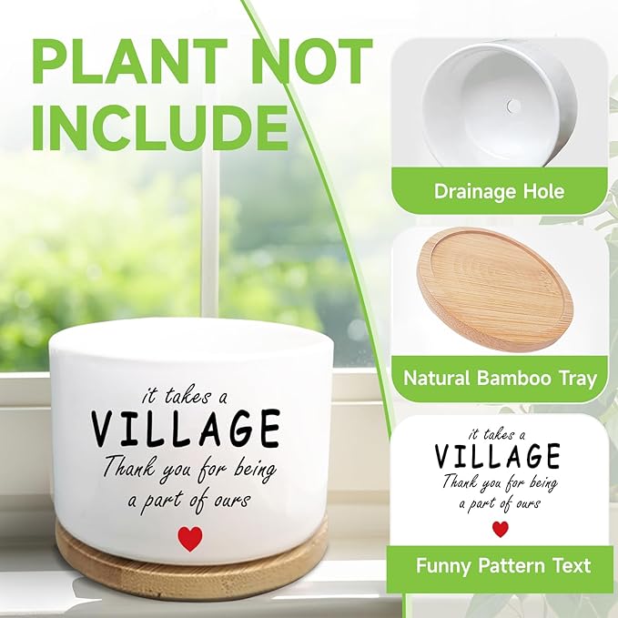 Thank You Gifts for Women Men, Appreciation Gifts for Teacher Coworker Nurse Employee Daycare Provider Nanny, Teacher Appreciation Gift, Succulent Plant Pot, Flower Planter(Plants Not Included)